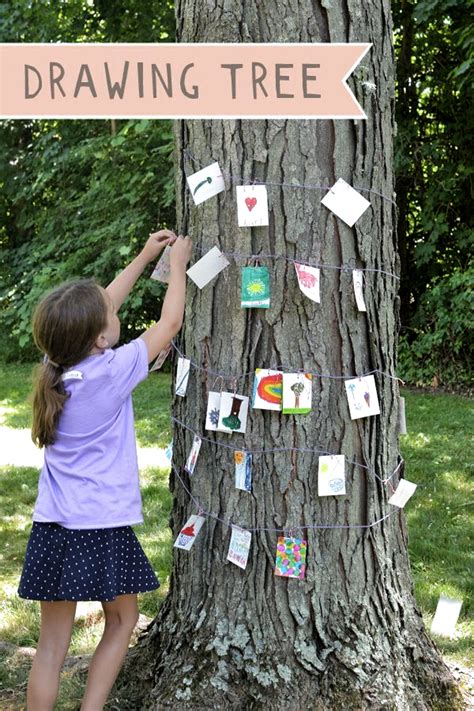 Kids use drawing prompts to fill a tree with drawings. A wonderful ...