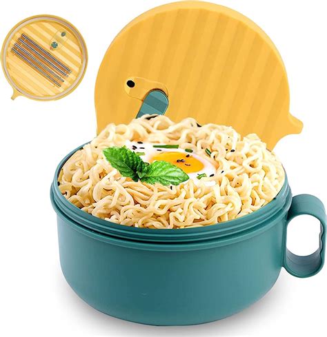 Amazon.com | Microwave Ramen Noodle Bowl Set: Microwave Ramen Bowl with Lid, Handle and ...