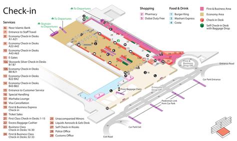 Dubai Airport Terminal 3 Maps - Emirates Terminal Map