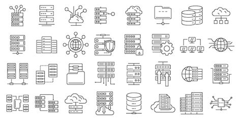 Premium Vector | Data center icons set