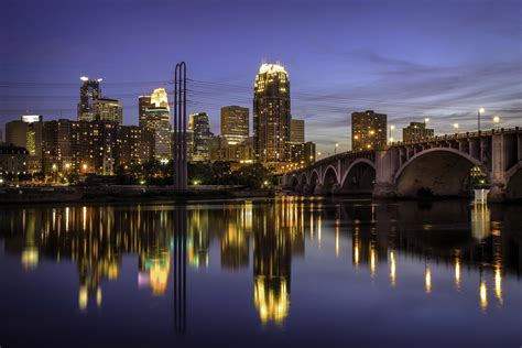 usa, Houses, Rivers, Bridges, Night, Street, Lights, Minneapolis ...