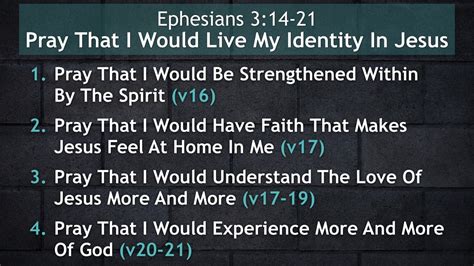 Ephesians 3:14-21, Pray That I Would Live My Identity In Jesus - Living ...