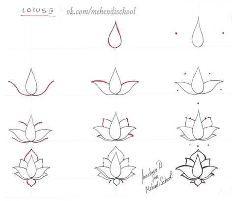 How to draw classic indian mehndi lotus. Easy tutorial. DIY. | Flower drawing tutorials, Henna ...