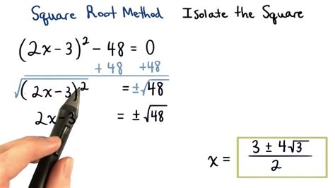 Square Root Method Isolate the Square - Visualizing Algebra - YouTube