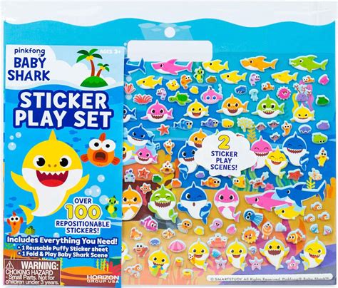 Amazon.com: Horizon Group USA Baby Shark Sticker Play Set - 100 Reusable Puffy Stickers – Baby ...