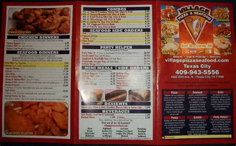 Menu at Village Pizza & Seafood pizzeria, La Marque, Interstate 45