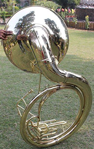 INDIAN HANDMADE BRASS FINISH SOUSAPHONE BRASS MADE TUBA MOUTH PIECE WITH CARRY BAG 25" REVIEW ...