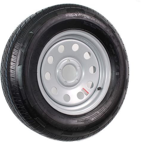 Rainier ST ST205/75R15 LRC 6 PR Radial Trailer Tire on 15 5 Lug Silver ...