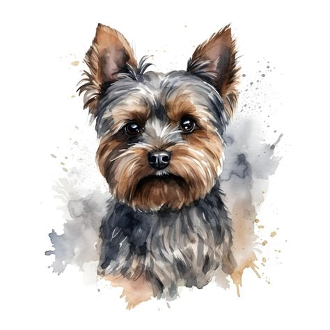 Premium AI Image | Watercolor drawing of a dog with a black nose and brown eyes.