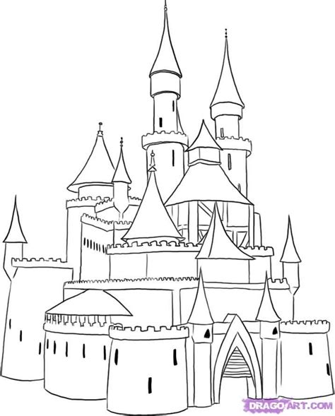 How To Draw A Medieval Castle, Step by Step, Buildings, Landmarks ...