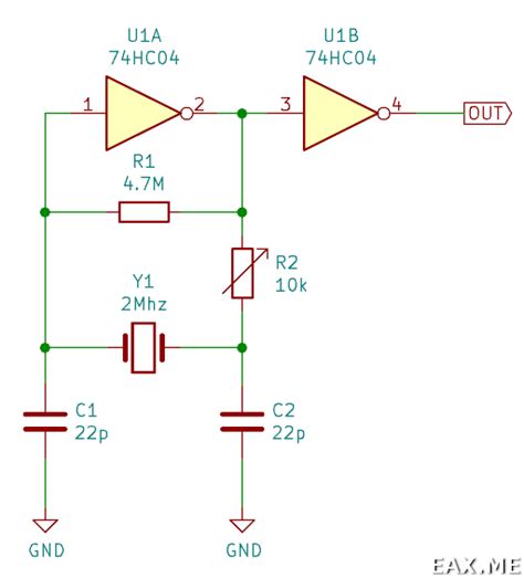 Кварцевый генератор на логическом инверторе 74HC04 | Записки программиста