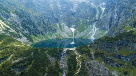 Premium Photo | Aerial view of Tatra Mountains lake.