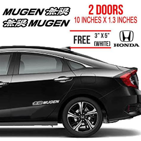 Mugen Car Sticker White with Free Honda Logo Decal 10 Inches - Vinyl Waterproof Weatherproof ...