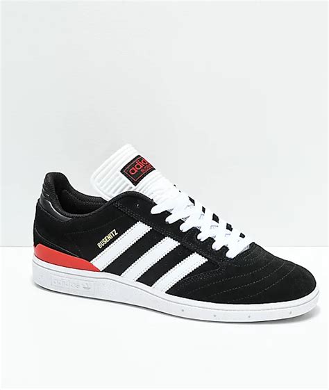 adidas Busenitz Black, White & Red Shoes | Zumiez