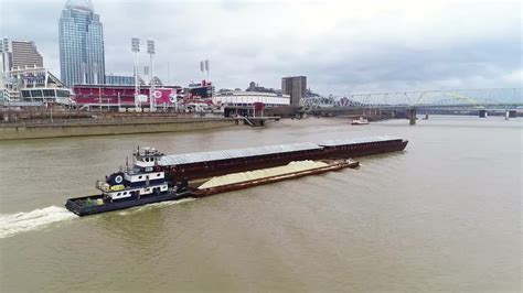 Barge In Ohio River - Stock Video | Motion Array