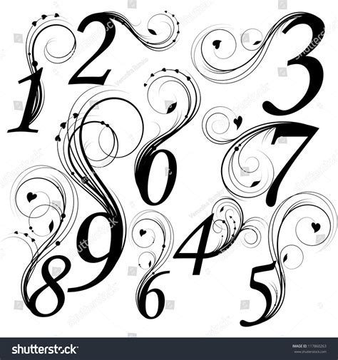 Floral Font. Numbers From 0 To 9 Stock Vector 117860263 : Shutterstock