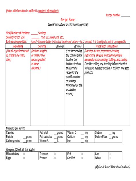 Standardized Recipe Template - Fill Online, Printable, Fillable, Blank ...