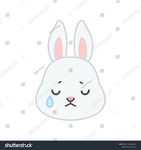 Cute Crying Bunny Face Flat Cartoon Stock Vector (Royalty Free ...