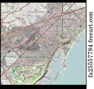 Free art print of Barcelona city plan, detailed vector map | FreeArt | fa50041582