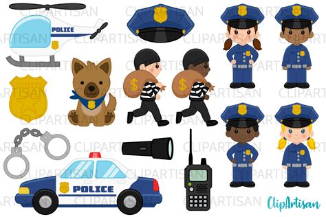 Cops Clipart, Police Officer Clip Art, Community Helpers By ClipArtisan | TheHungryJPEG