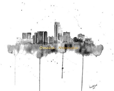 Omaha Skyline Art Omaha Skyline Painting Omaha Skyline Print Nebraska ...