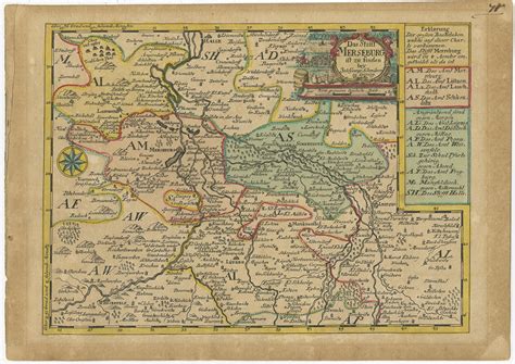 Antique Map of the Region of Merseburg by Schreiber (1749)