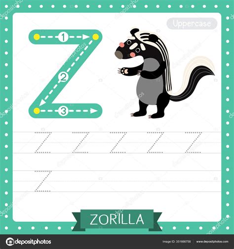 Letter Uppercase Cute Children Colorful Zoo Animals Abc Alphabet Tracing Stock Illustration by ...