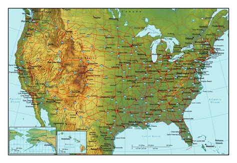 Mapa miast w USA - miasta na mapie USA (Ameryka Północna - Ameryka ...