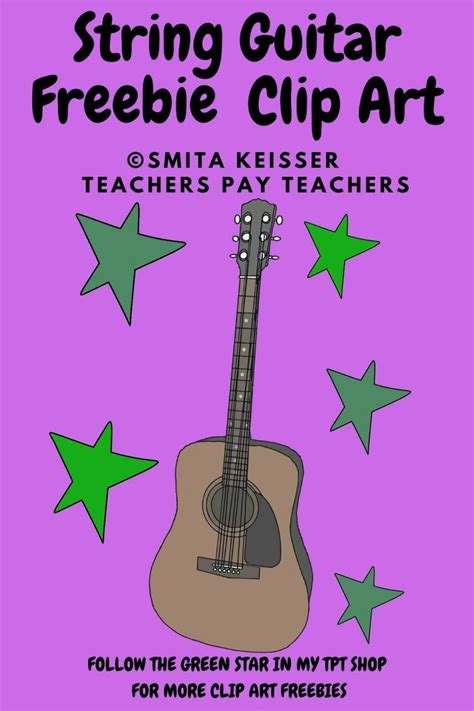 a poster with the words, string guitar freebie clip art and teacher pay ...