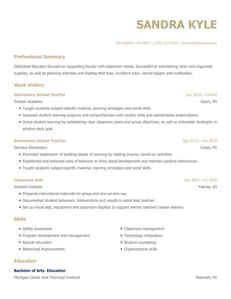 Elementary Teacher Resume Examples & Templates [2024]