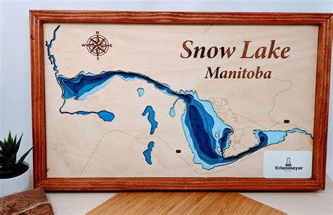 Snow Lake Manitoba Bathymetric Lake Map | Erlenmeyer Designs ...