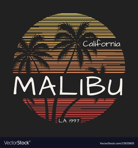 Malibu california tee print with palm trees. Vector illustration. Download a Free Preview or ...