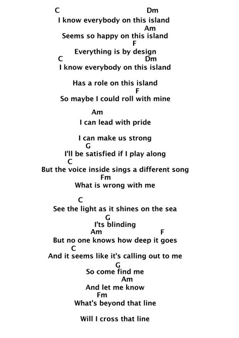 Moana How Far I'll Go Lyrics Printable