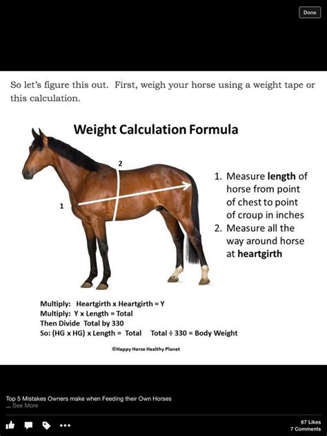 Horse weight calculation formula | Horse weight, Horses, Equine nutrition