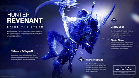 Destiny 2: Beyond Light Stasis abilities for Hunter Revenant detailed