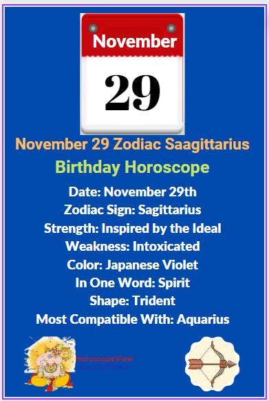 November 29 Zodiac Sagittarius Birthday Horoscope