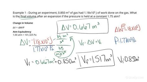 How to Find the Change in Volume Caused by Work Done on a Gas | Physics | Study.com