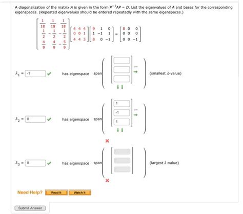 Solved A diagonalization of the matrix A is given in the | Chegg.com