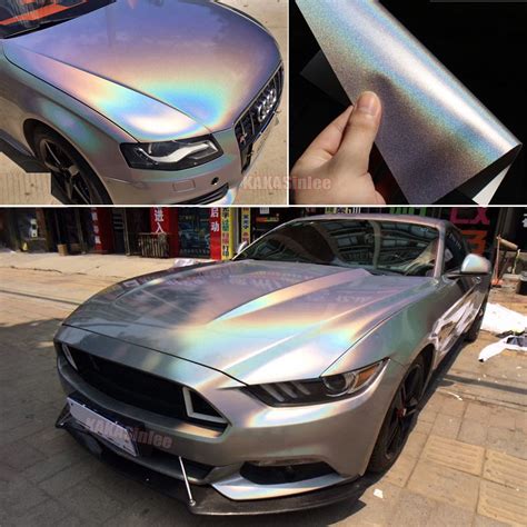 Silver - Glossy Car Laser Holographic Rainbow Magic Chrome Vinyl Wrap Sticker AB | eBay