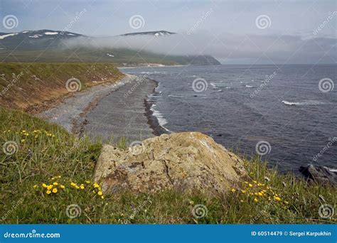 The Sea of Okhotsk, stock image. Image of magadan, mountains - 60514479