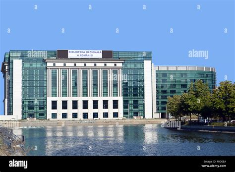 National Library of Romania (Biblioteca Nationala a României) on the Dambovita River, Bucharest ...