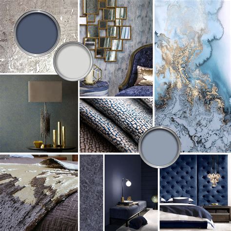 moodboard, blue bedroom, colour concept board, gold accents, interior des… | Bedroom decor for ...