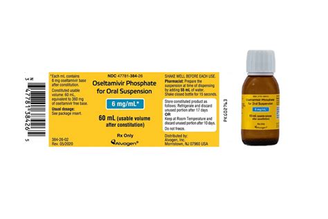 Oseltamivir Phosphate 60 mL for Oral Suspension (6 mg/mL ...