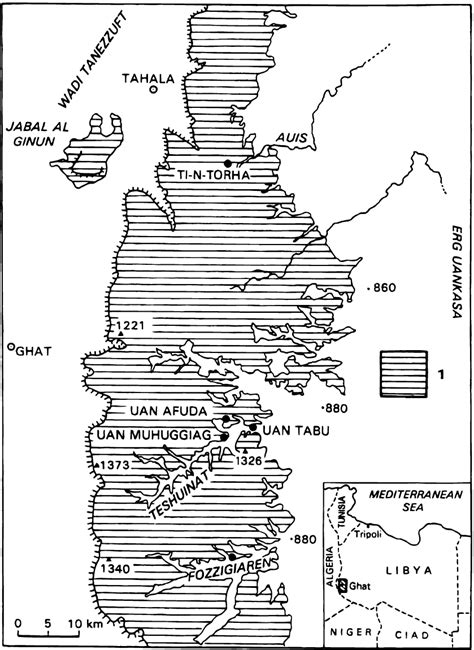 The massif of the Acacus, with location of the main sites discussed in ...