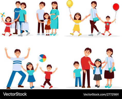 Different activities family doing together Vector Image