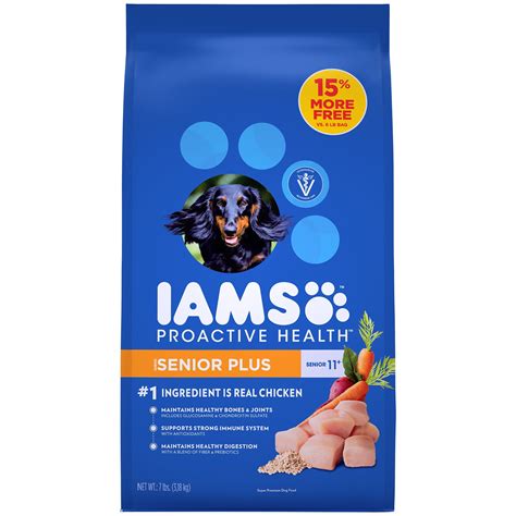 IAMS ProActive Health Senior Plus Dry Dog Food for All Dogs, Chicken, 7 ...