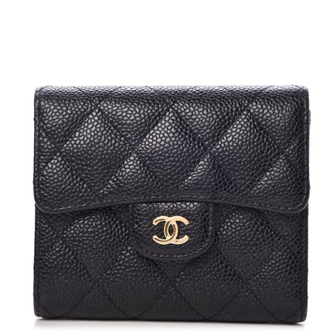 CHANEL Caviar Quilted Compact Flap Wallet Black 292948