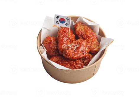 Spicy Korean Sauce Chicken on White Background 21163055 Stock Photo at ...