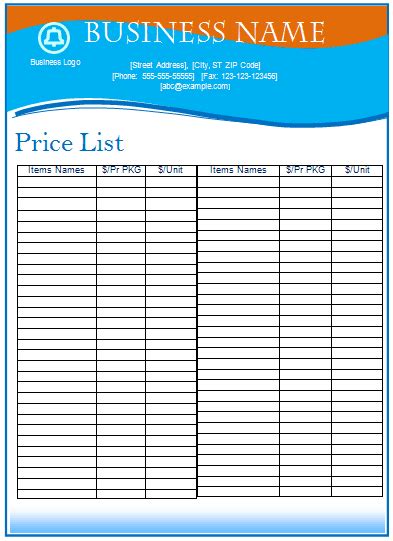 10+ Price List Templates | Word, Excel & PDF Templates