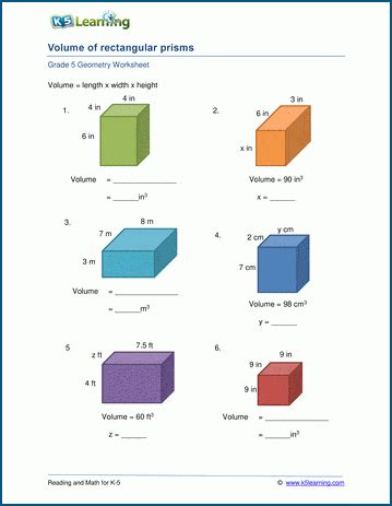 Volume Of A Rectangular Prism Worksheet